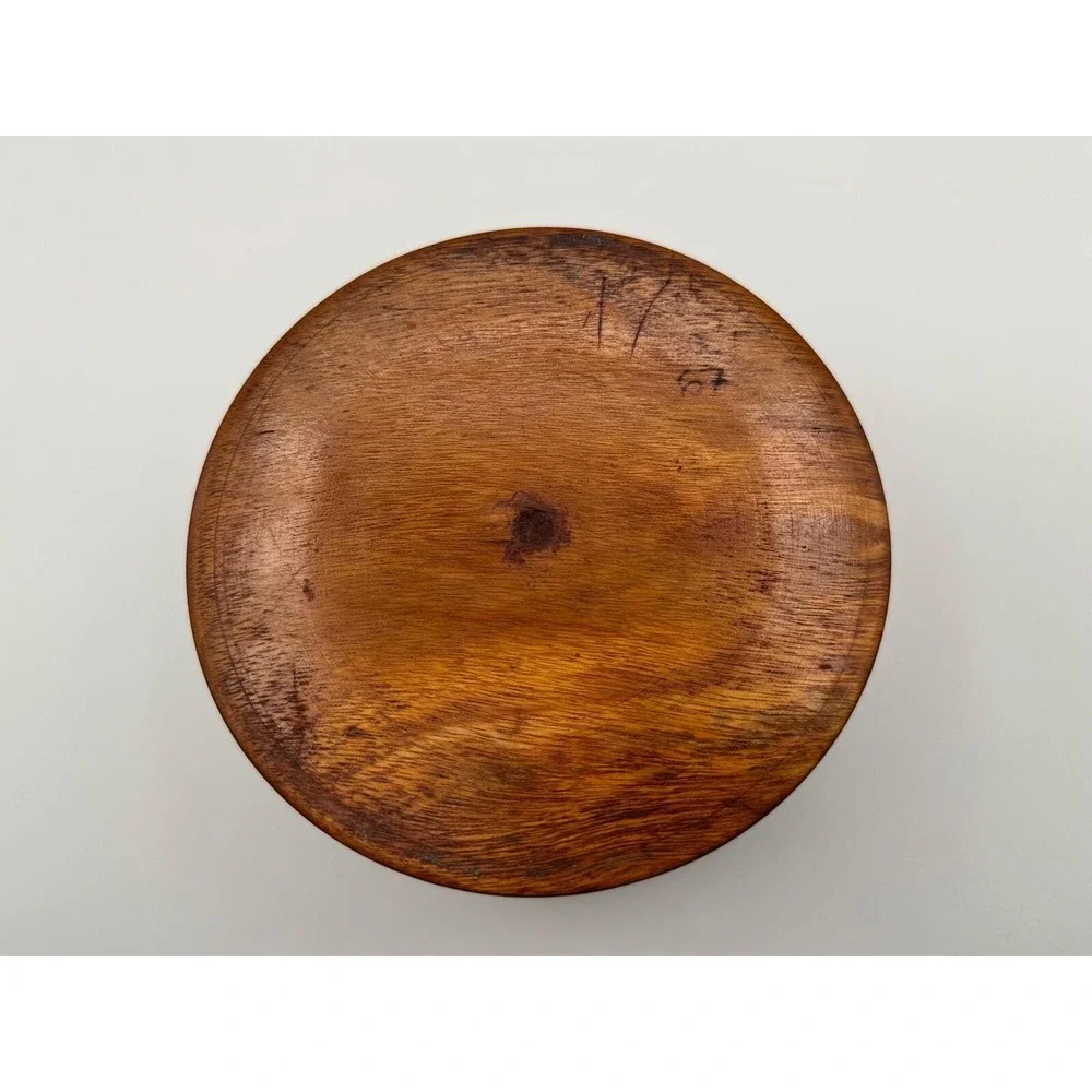 Vintage Hand-Turned Segmented Wood Bowl Artisan Crafted 6